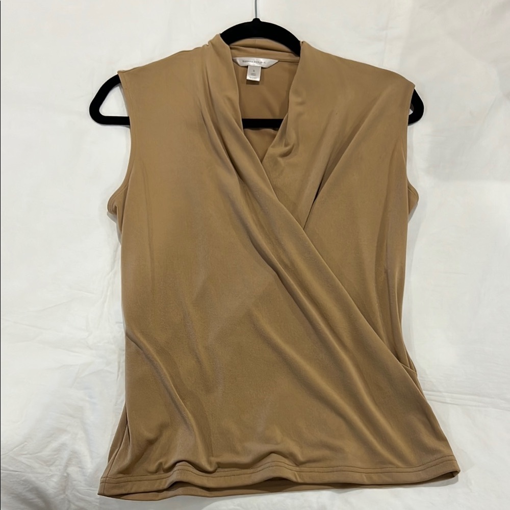 Banana Republic Tan Sleeveless Wrap Blouse